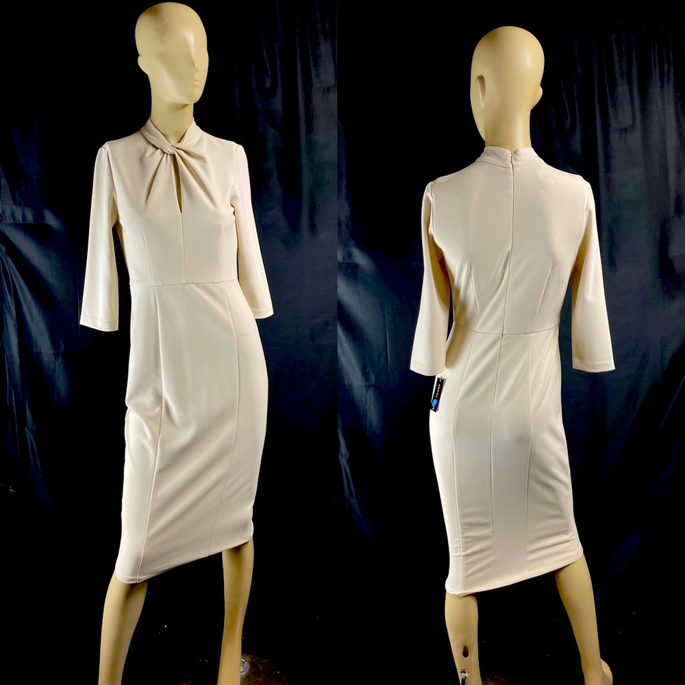 DONNA MORGAN CREPE SHEATH KEYHOLE DRESS